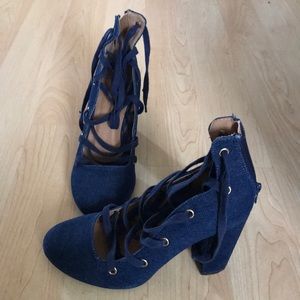 Denim Chunky Heels